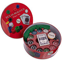 Набір для покеру в круглій металевій коробці IG-6616 на 240 фішок номіналом