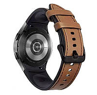 Ремешок Primolux Leather Silicone для часов Samsung Galaxy Watch 4 Classic 42mm SM-R880 - Brown