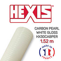 Hexis HX30CABPER Carbon Pearl White Gloss - белая перламутровая карбоновая пленка c розовым отливом 1.524 м