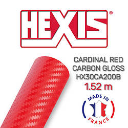 Hexis Skintac HX30CA200B Cardinal Red Carbon Gloss — яскраво-червона карбонова плівка 1.524 м