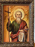 Именная икона " Св. Андрей " из янтаря ,Ікона іменна з бурштину "Св. Андрій Первозванний"