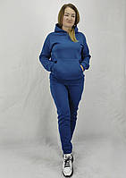 Теплий зимовий жіночий спортивний костюм кольору морська хвиля із тканини Пеньє XL, XXL, 3XL