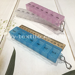 Органайзер пластиковий (контейнер) для зберігання фурнітури і бісеру 7 клітинок у вигляді прямокутника Кольорові