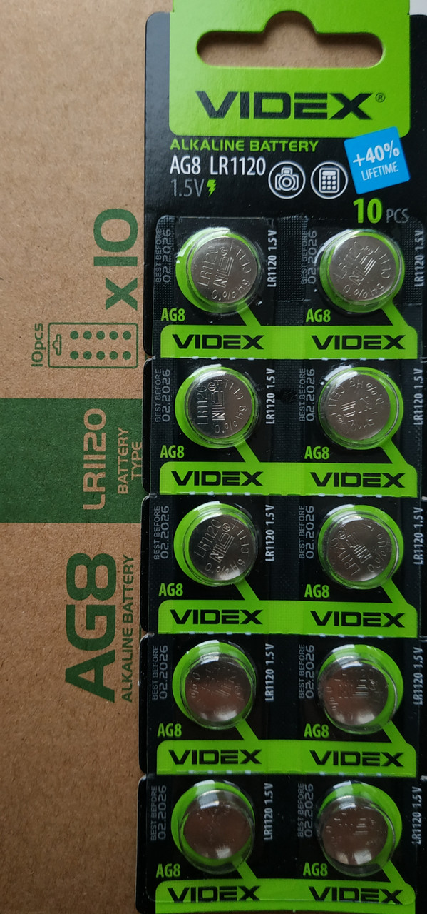 Батарейка часова Videx AG 8 (LR1120) blister card 10 pcs, фото 1