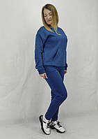 Теплий зимовий жіночий спортивний костюм світшот кольору морська хвиля із тканини Пеньє XL, XXL, 3XL