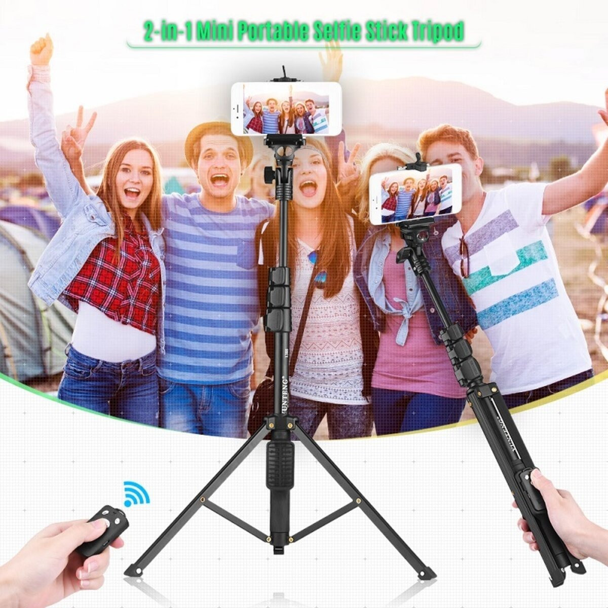 Стійка-штатив для смартфона з тримачем і пультом Bluetooth Yunteng VCT-1388 селфі палиця