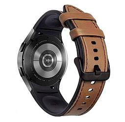 Ремінець Primolux Leather Silicone для годинника Samsung Galaxy Watch 4 Classic 46mm SM-R890 / SM-R895 - Brown