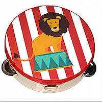 Дерев’яна іграшка Бубен MD 0367-1 діаметр 15 см  Лев у цирку