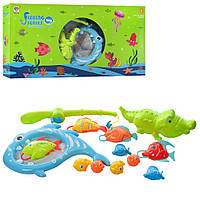 Дитяча рибалка 2020-1, крокодил 19 см, сачок 25,5 см, рибки 10 шт