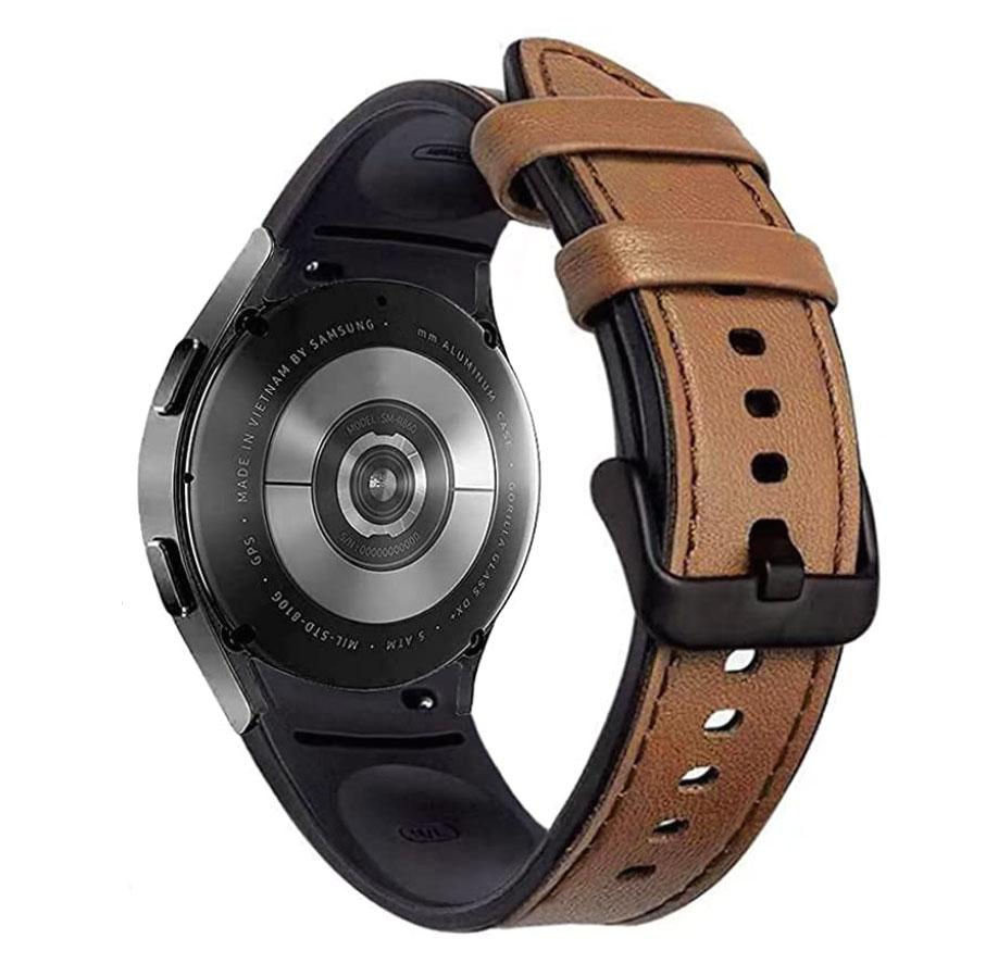 Ремінець Primolux Leather Silicone для годинника Samsung Galaxy Watch 4 Classic 42mm SM-R880 - Brown