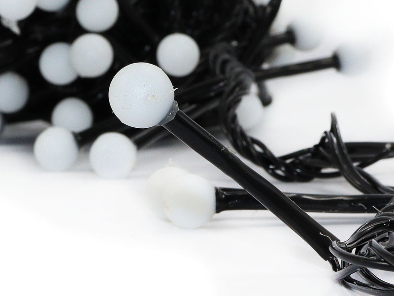 Гірлянда новорічна святкова біла матова кругла лампа 100LED (мікс) LED100M-9-2 (чорний дріт)