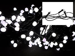 Гірлянда новорічна святкова кругла матова лампа 200LED (білий) LED200W-10 (чорний провід)