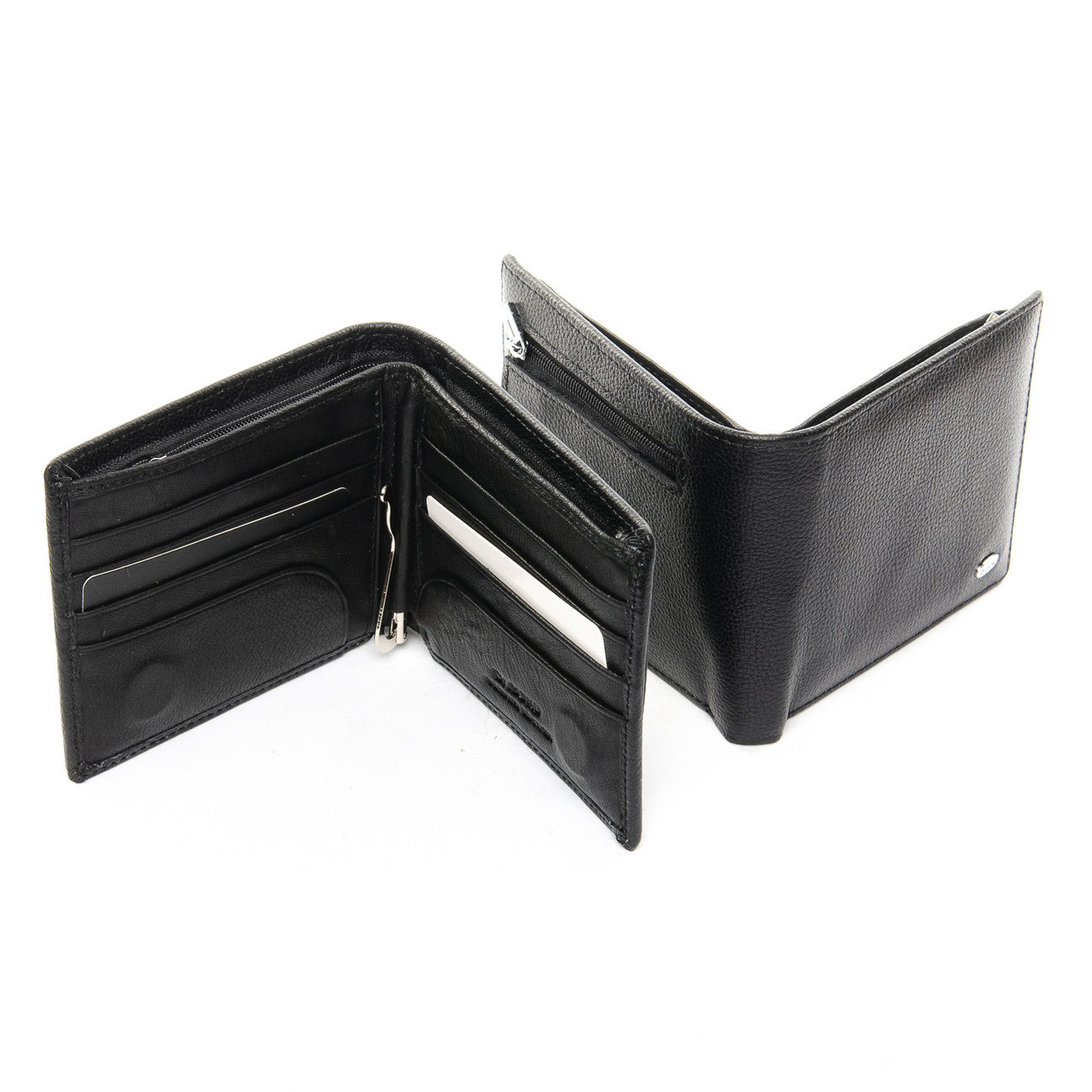 Гаманець чоловічий шкіряний на три відділення для грошей чорний модний на магніті із затискачем для купюр Dr. Bond MSM-3