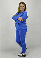 Теплий зимовий жіночий спортивний костюм світшот кольору світло синій із тканини Пеньє XL, XXL, 3XL