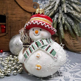 Скляна ялинкова іграшка Сніговик з мітлою НОВИЙ Irena