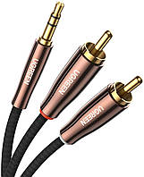 Кабель аудио Ugreen 3.5 mm to 2RCA HiFi в тканевой оплетке 3М Black (AV170)