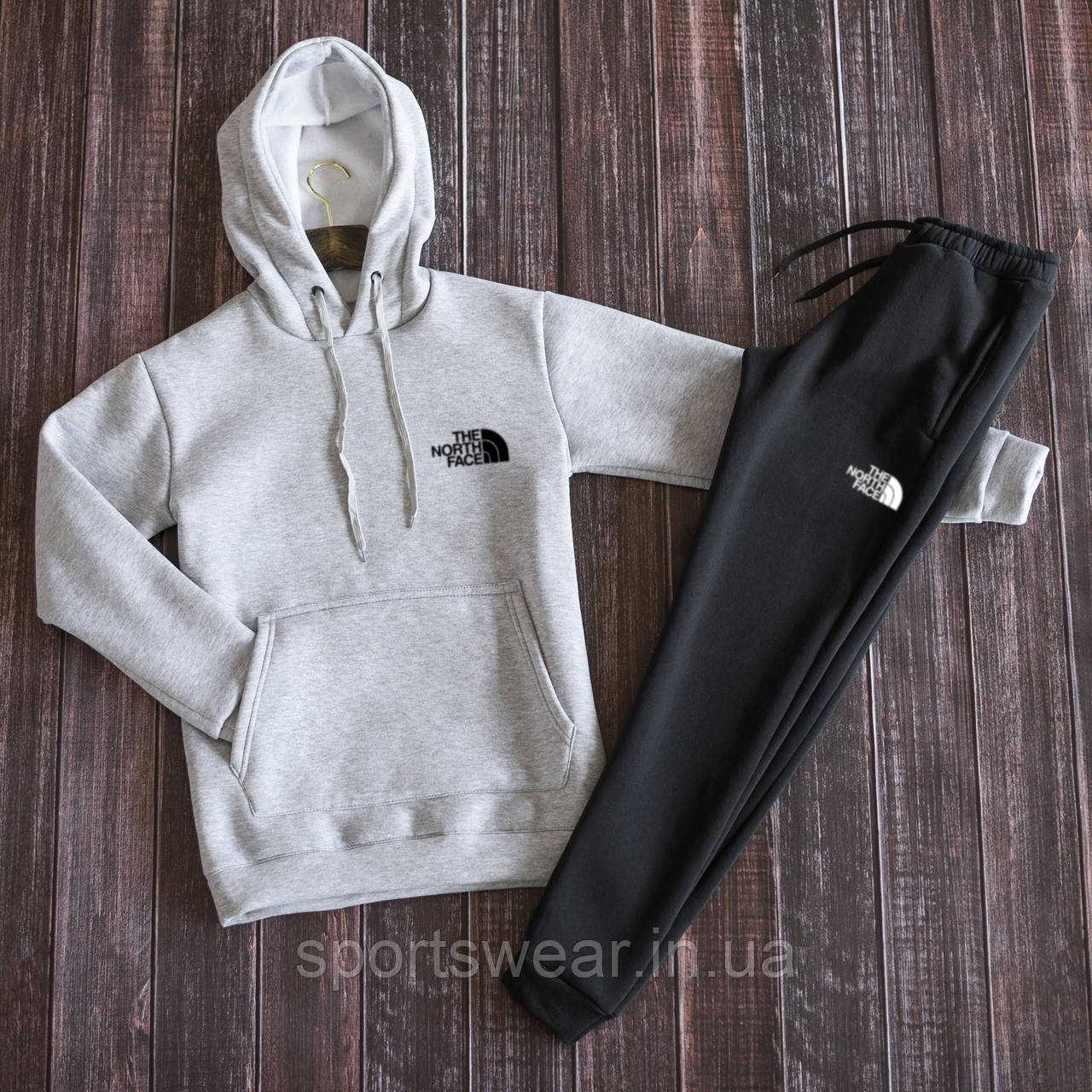 Костюм The North Face чоловічий Толстовка з принтом Ноз Фейс Кофта з капюшоно Ніс Фейс чоловічі штани на манжетах, фото 1