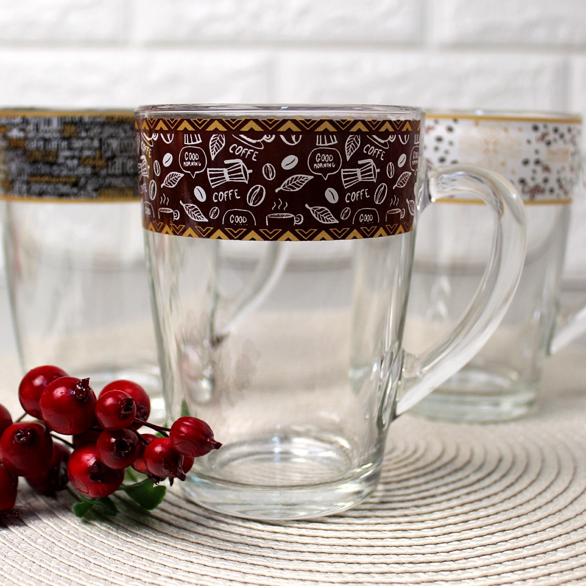 Прозора конусна кружка "Кава-відводка" 300 мл