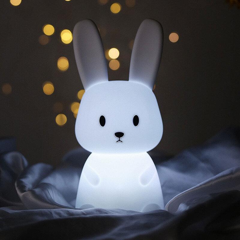 Ночник силиконовый мягкий Кролик Bunny LED лампа Светильник на аккумуляторе в детскую Хамелеон - фото 2 - id-p1521936351