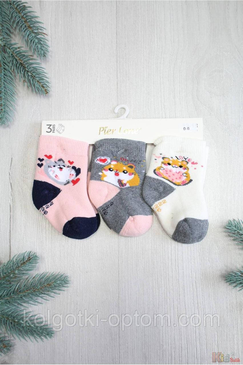 ОПТОМ Шкарпетки 3 пари махрові з хом'яком (7/0-3 міс.)  Pier Lone 8681788458041, фото 1