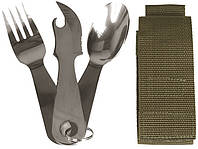 Mil-Tec Набір столових приладів для туризму з чохлом (3 предмета), нержавіюча сталь 14624000
