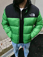 Куртка пуховик мужская The North Face зеленая теплая укороченная стильная