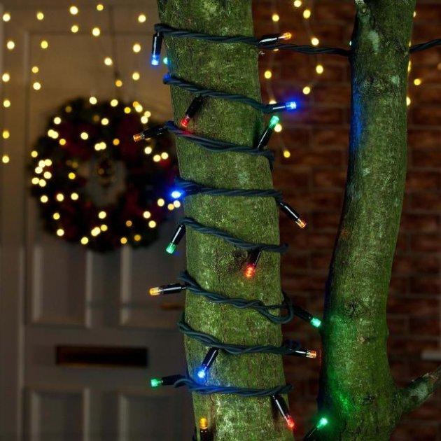 Гірлянда вулична "Нитка" (String) 100LED 10м, чорний/білий провід (каучук), світлодіодний RGB