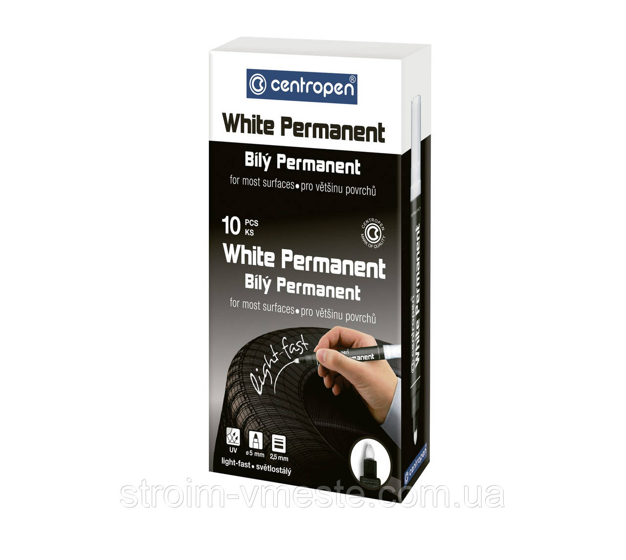 Маркер перманентний Centropen White Permanent 8586 2,5 мм білий