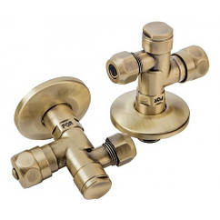 Бронзовий кутовий запорний кран з фільтром 1/2*3/8 Bugnatese Італія 19250