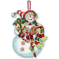 Snowman with Sweets Christmas Ornament "Рождественское украшение - Снеговик со сладостями" Dimensions