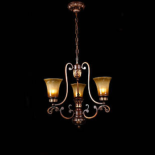 Класична люстра на 3 лампи зі скляними плафонами (коричневий) VL - L3490CG/3 (W0454)