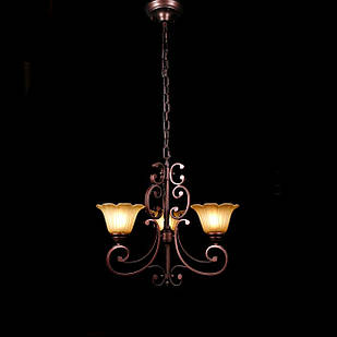 Класична люстра на 3 лампи зі скляними плафонами (бронза) VL - L3349CG2/3 (W0566)