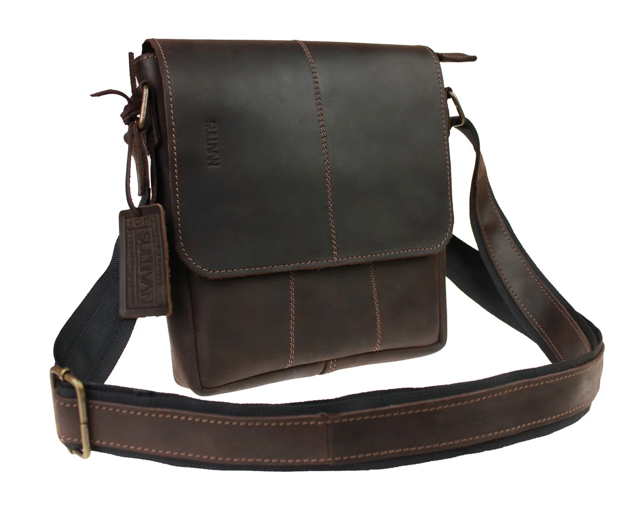 Мужская Кожаная Сумка Через Плечо Планшет Мессенджер с Клапаном ...