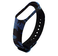 Ремешок, ремень, ремешки, браслет для, на xiaomi mi band 3 / 4, ми бенд 3 / 4 синий силиконовый камуфляжный