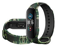 Xiaomi mi band 5 / 6, ми бенд 5 / 6 ремешок, ремень, браслет зеленый силиконовый камуфляжный