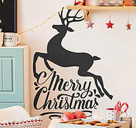 Интерьерная виниловая новогодняя наклейка Рождественский олень (20х28см)