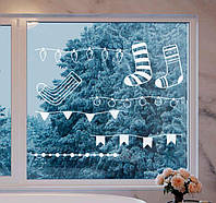 Интерьерная виниловая новогодняя наклейка Рождественские украшения (40х60см)