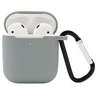 Силиконовый чехол, чехлы с карабином для наушников аирподс, airpods 1/2 серый