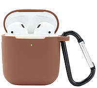 Силиконовый чехол, чехлы с карабином для наушников аирподс, airpods 1/2 коричневый