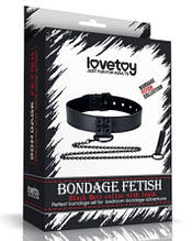 Нашийник з ланцюжком-повідцем Bondage Fetish Black Matt Collar With Leash