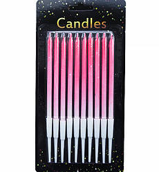 Свічки на день народження "Colorful", 10 шт., h - 13,5 см, колір - червоний