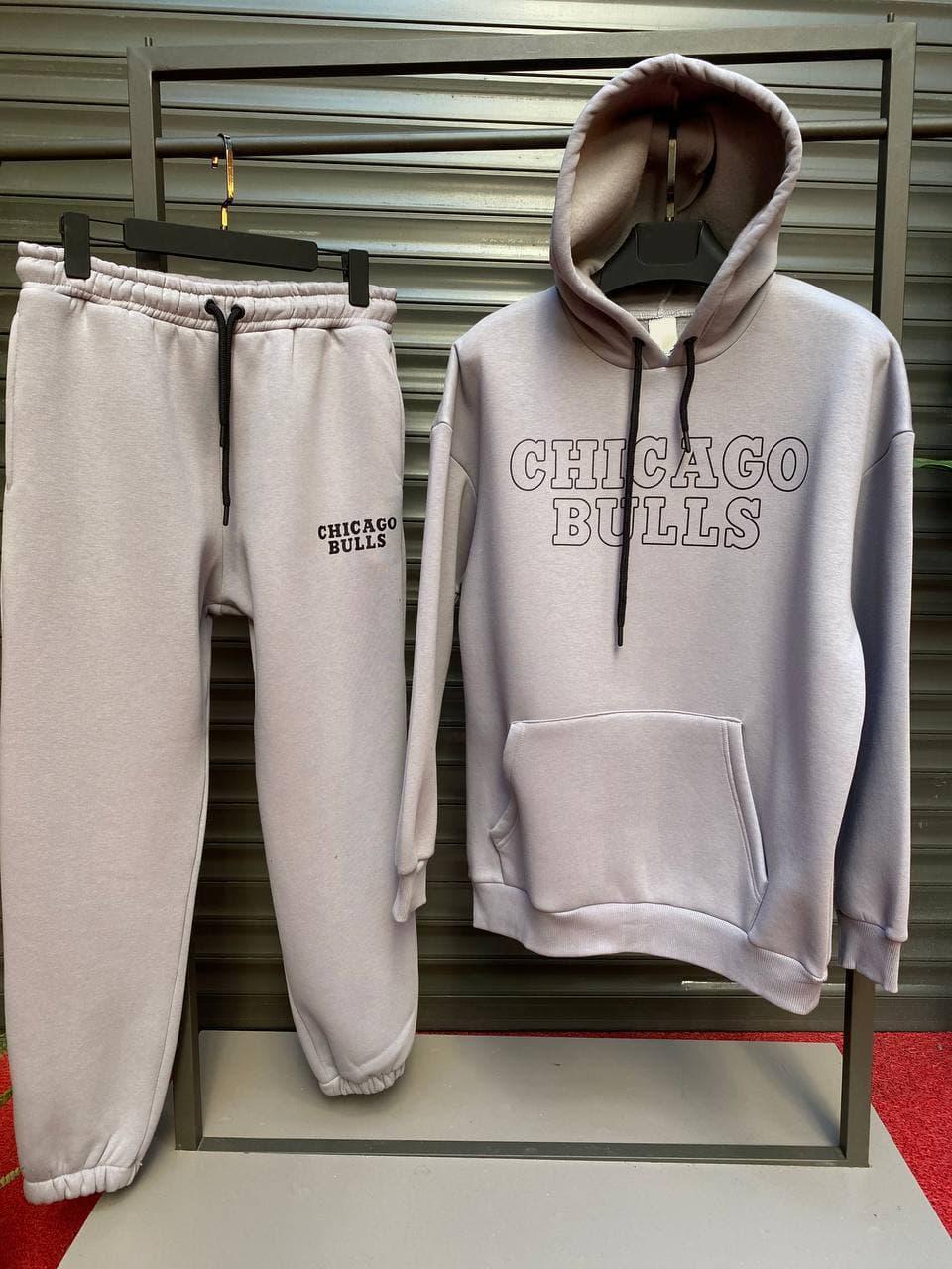 Чоловічий теплий спортивний костюм Chicago Bulls M914 сірий