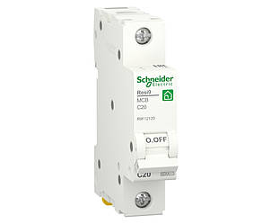 Автоматичний вимикач 1p C 20A, 6kA, Schneider Electric, Resi9, R9F12120