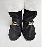Накладки на обувь к костюму Санта Клауса 42р. Черные с золотой пряжкой