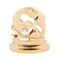 Позолочена фігурка Swarovski "Знак зодіаку" Риби з кристалами та стразами