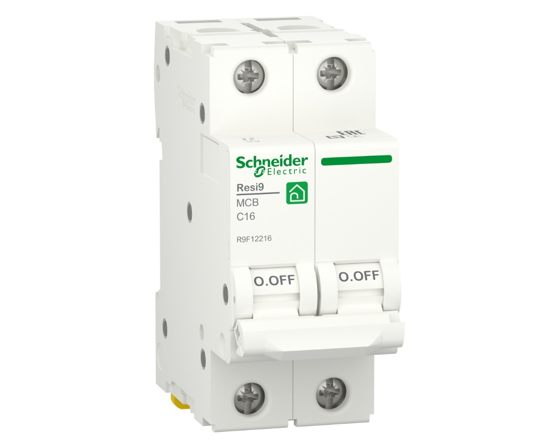 Автоматичний вимикач 2p C 16A, 6kA, Schneider Electric, Resi9, R9F12216, фото 1
