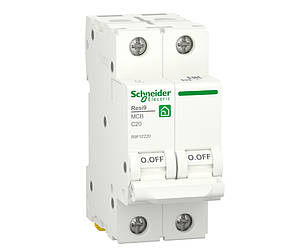 Автоматичний вимикач 2p C 20A, 6kA, Schneider Electric, Resi9, R9F12220