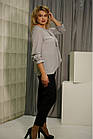 Сіра блузка жіноча ошатна з рюшами шифонова офісна пряма великого розміру 58, фото 3