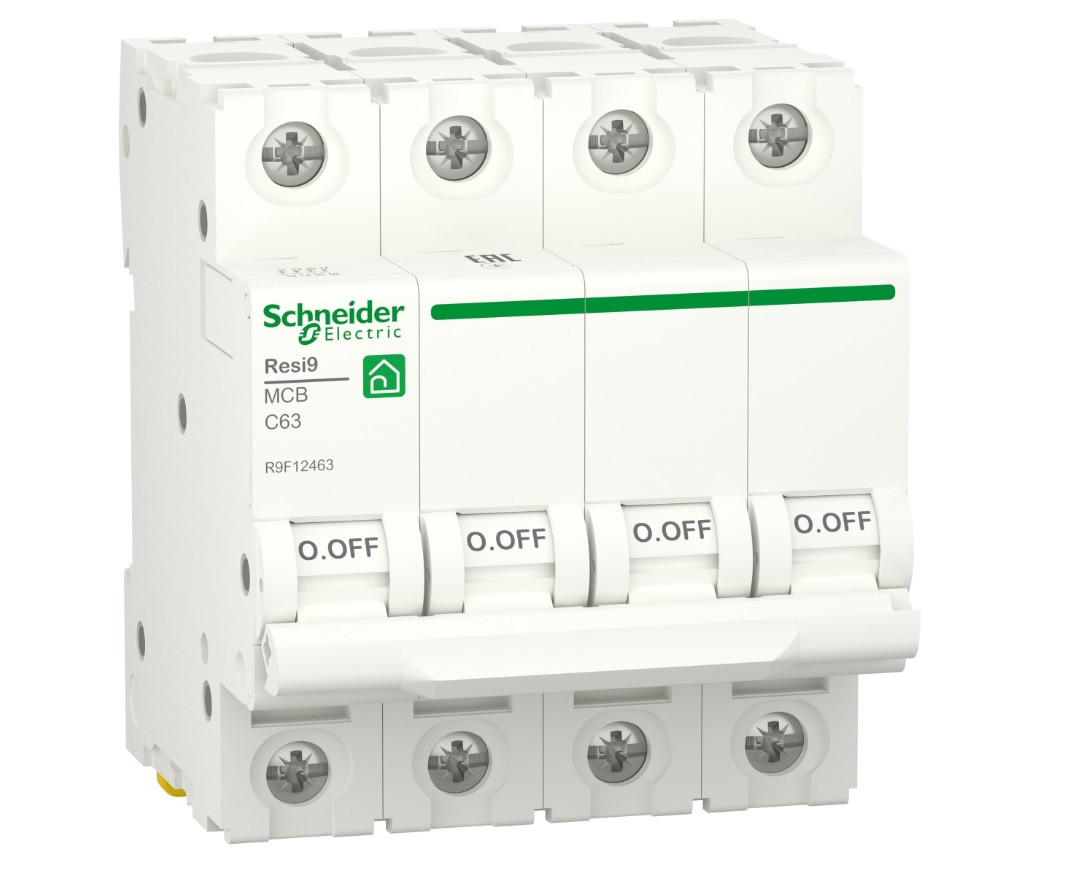Автоматичний вимикач 4p C 63A, 6kA, Schneider Electric, Resi9, R9F12463, фото 1