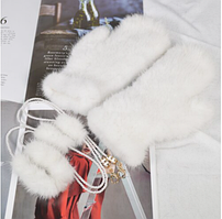 Білі рукавиці, рукавиці норкові. Хутряні рукавиці з хутра норки Color: white